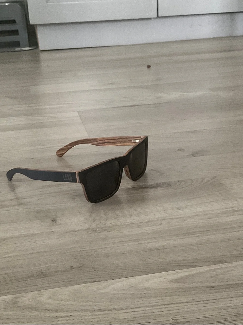 Wood-Accented Sunglasses with Dark Lenses